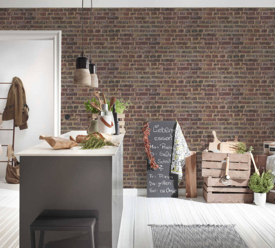 Brick Cottage Wallpaper in Brown/Red