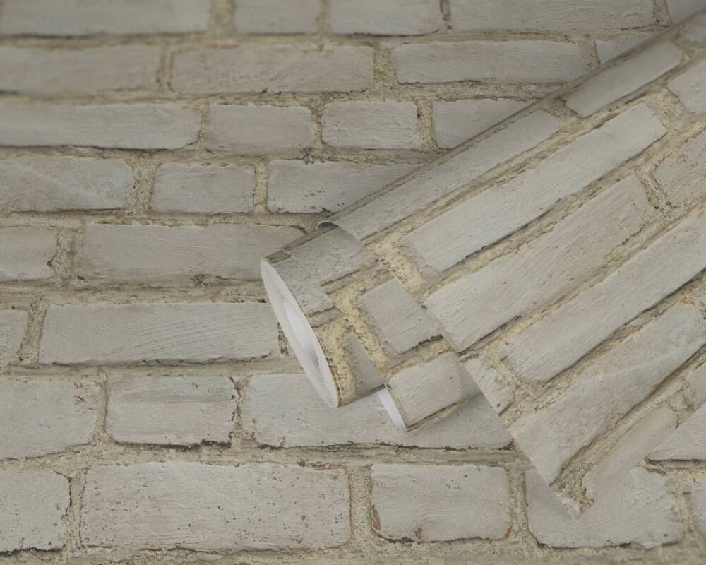 Brick Cottage Wallpaper in Grey/Red/White