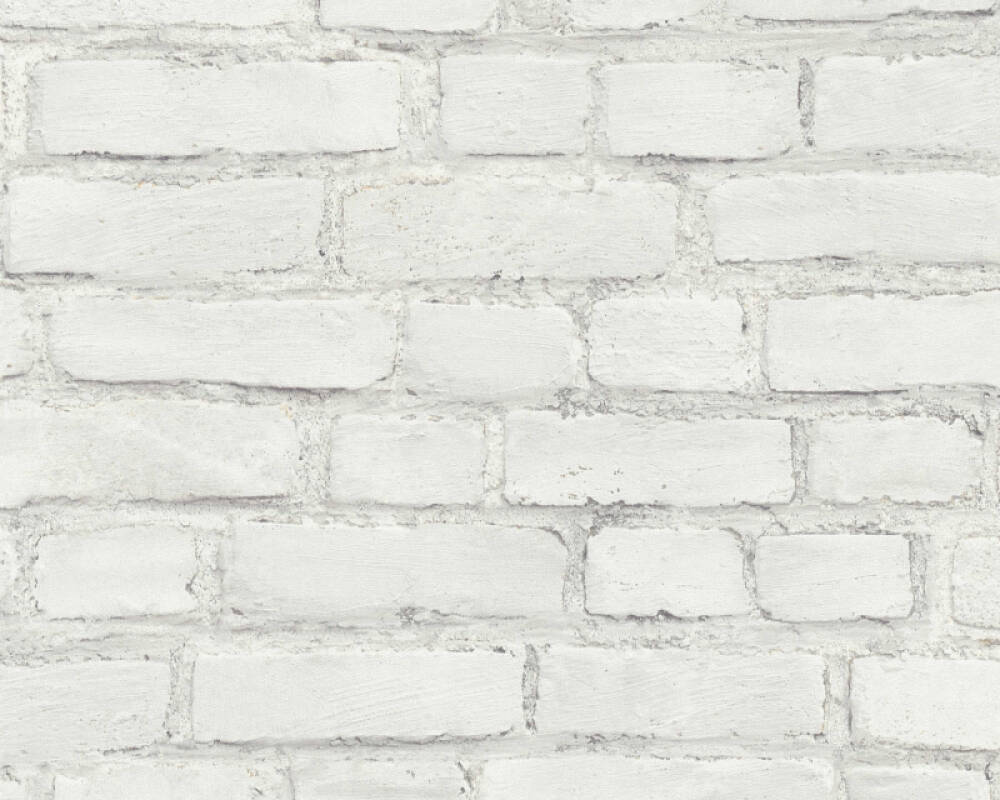 Sample Brick Cottage Wallpaper in Stone/White