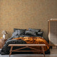 Distressed Stone Wallpaper in Orange/Blue