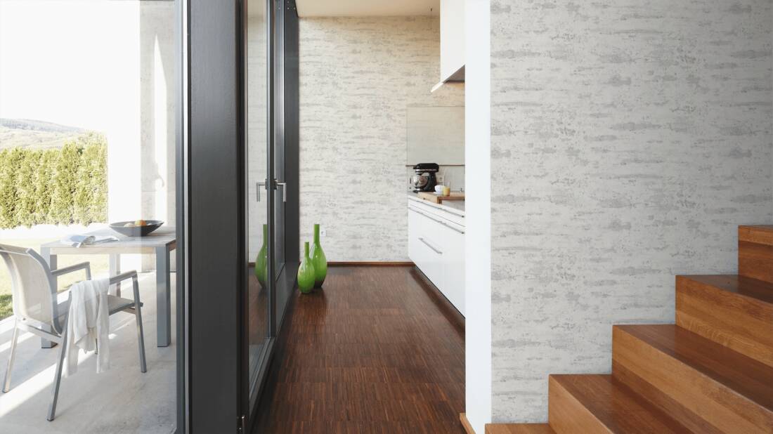 Distressed Stone Wallpaper in White
