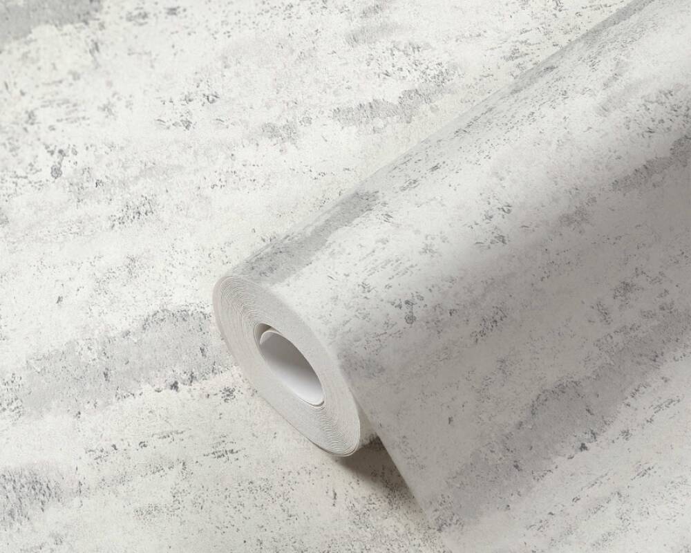 Distressed Stone Wallpaper in White