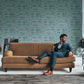 Distressed Stone Wallpaper in Blue/Brown
