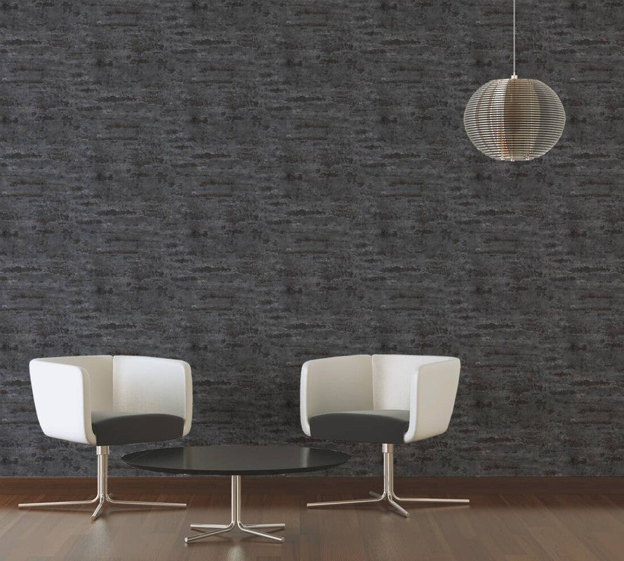 Distressed Stone Wallpaper in Black