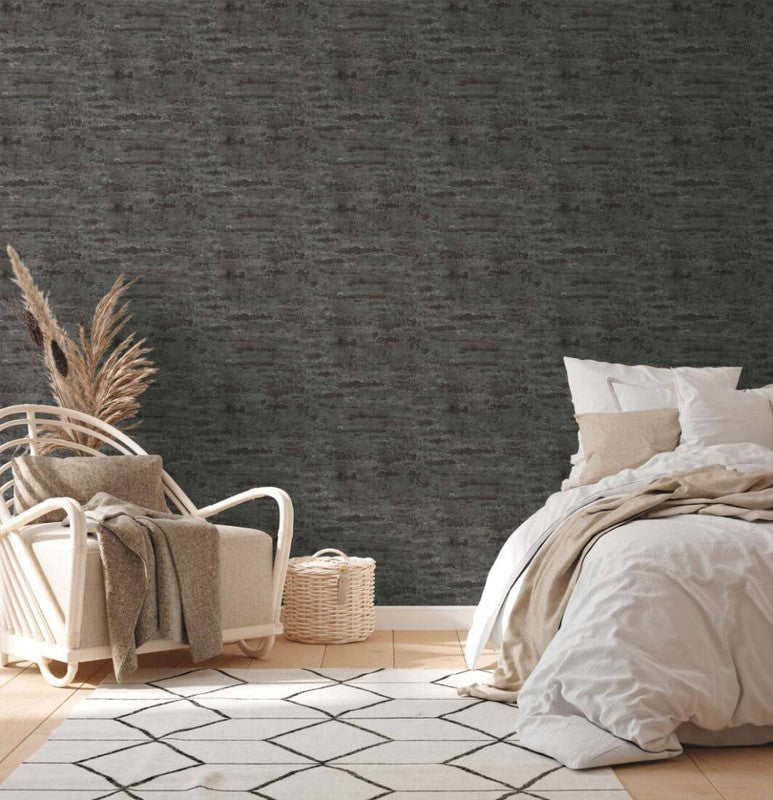 Distressed Stone Wallpaper in Black