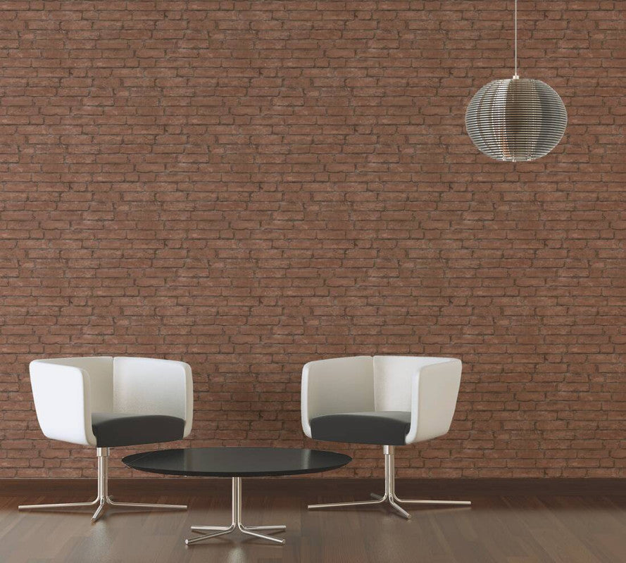 Brick Structures Wallpaper in Brown/Orange