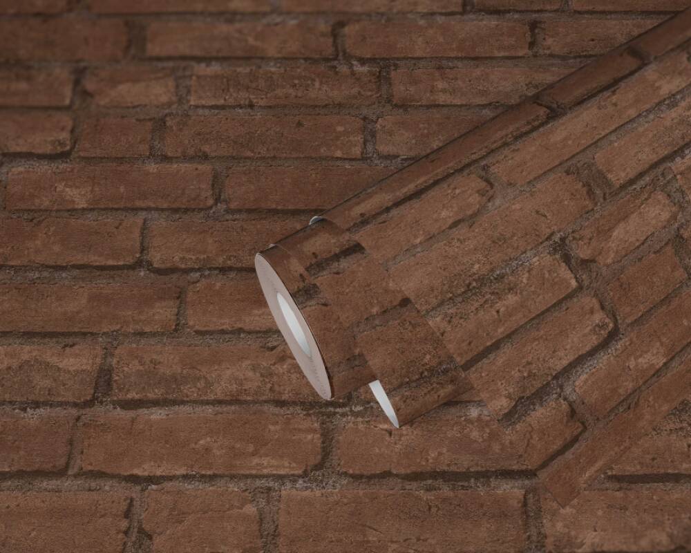 Brick Structures Wallpaper in Brown/Orange