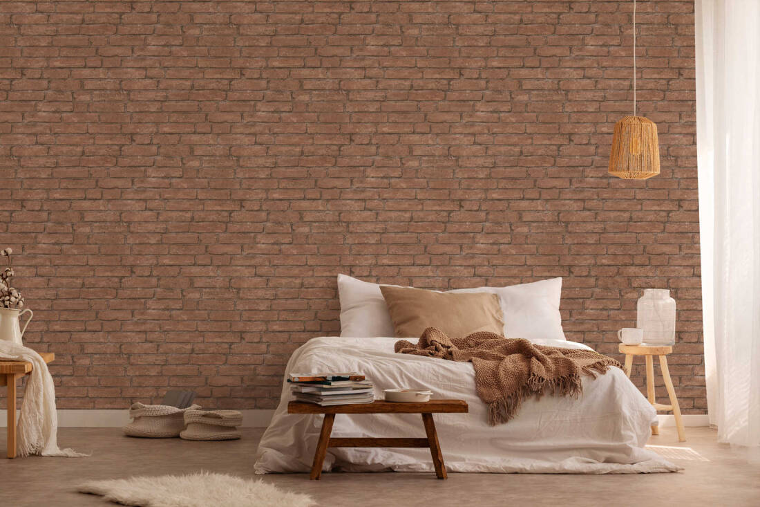 Brick Structures Wallpaper in Brown/Orange