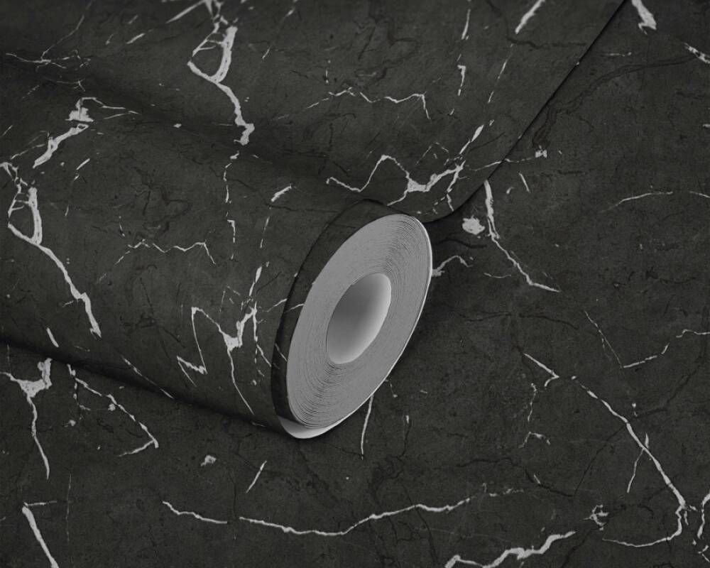Marble Structures Wallpaper in Black/Grey/Metallic