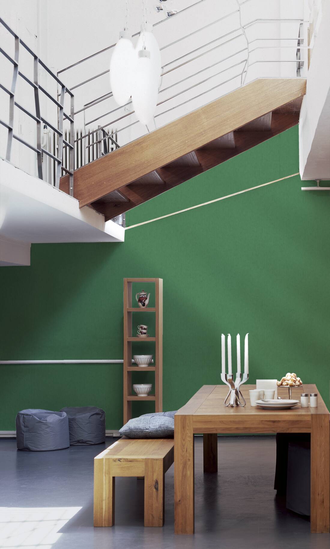 Stripes Textured Wallpaper in Green/Light from the Versace V Collection