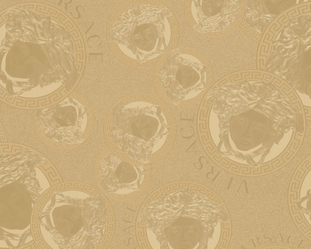 Medusa Head Silhouette Textured Wallpaper in Gold by Versace Home