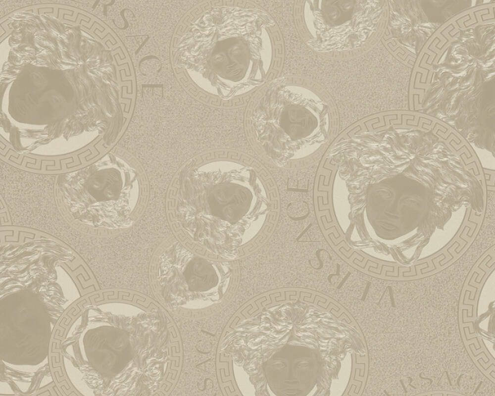 Medusa Head Silhouette Textured Wallpaper in Gold/Grey by Versace Home