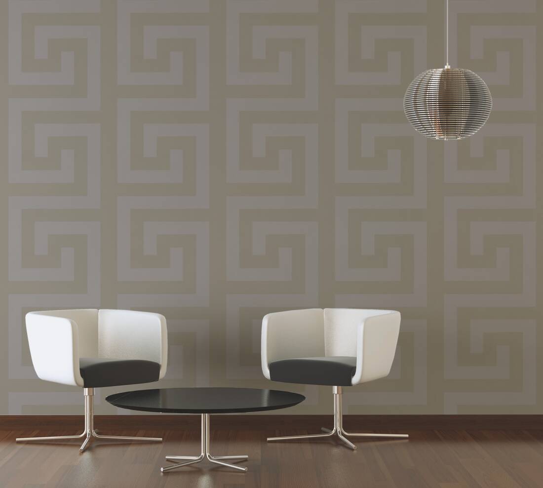Geometry Figures Textured Wallpaper in Cream/Gold from the Versace V Collection
