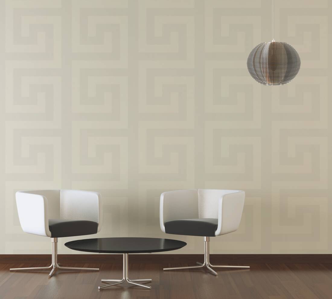 Geometry Figures Textured Wallpaper in Cream from the Versace V Collection