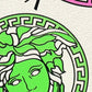 Medusa Head Textured Wallpaper in White/Multi from the Versace V Collection