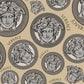 Medusa Head Textured Wallpaper in Black/Cream by Versace Home