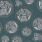 Medusa Head Textured Wallpaper in Black/Blue by Versace Home