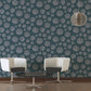 Medusa Head Textured Wallpaper in Black/Blue from the Versace V Collection