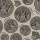 Medusa Head Textured Wallpaper in Cream/Black by Versace Home