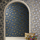 Medusa Head Textured Wallpaper in Blue/Gold from the Versace V Collection