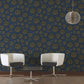 Medusa Head Textured Wallpaper in Blue/Gold from the Versace V Collection