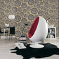 Medusa Head Textured Wallpaper in Black/Cream from the Versace V Collection