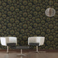 Medusa Head Textured Wallpaper in Black/Gold from the Versace V Collection
