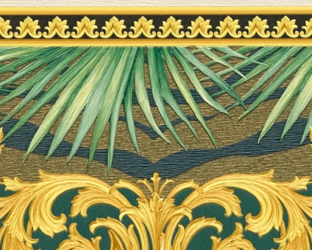 Baroque Ornaments Textured Wallpaper in Cream/Multi from the Versace V Collection