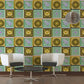 Baroque Squares Textured Wallpaper in Gold/Multi from the Versace V Collection