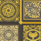 Baroque Squares Textured Wallpaper in Black/Gold by Versace Home