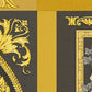 Baroque Squares Textured Wallpaper in Black/Gold from the Versace V Collection