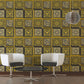 Baroque Squares Textured Wallpaper in Black/Gold from the Versace V Collection