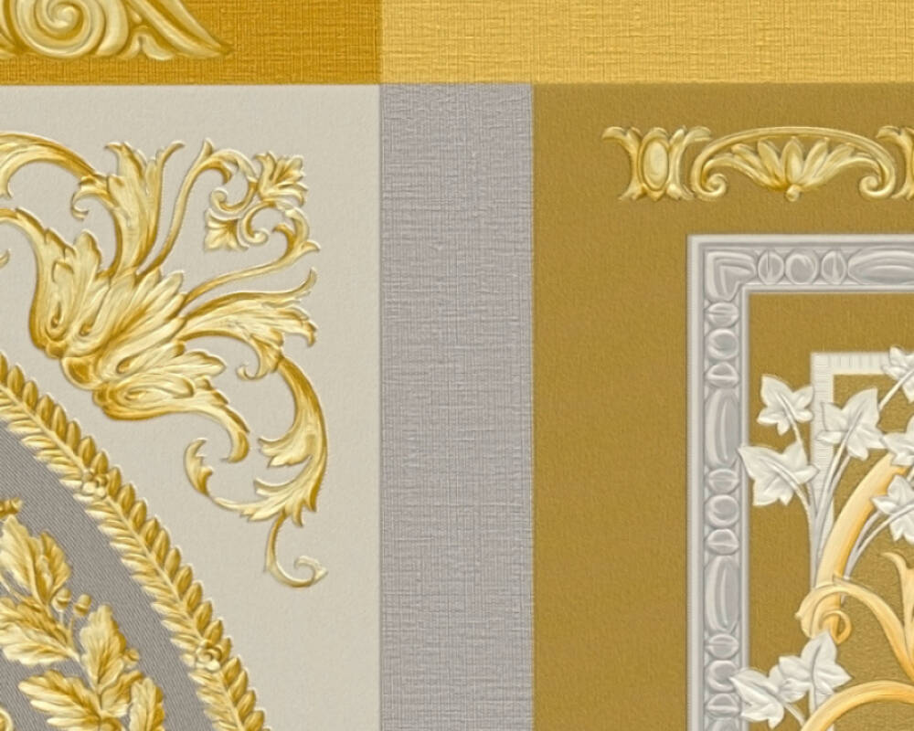 Baroque Squares Textured Wallpaper in Cream/Gold from the Versace V Collection