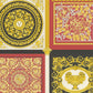 Baroque Squares Textured Wallpaper in Red/Gold by Versace Home