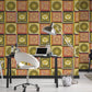 Baroque Squares Textured Wallpaper in Red/Gold by Versace Home