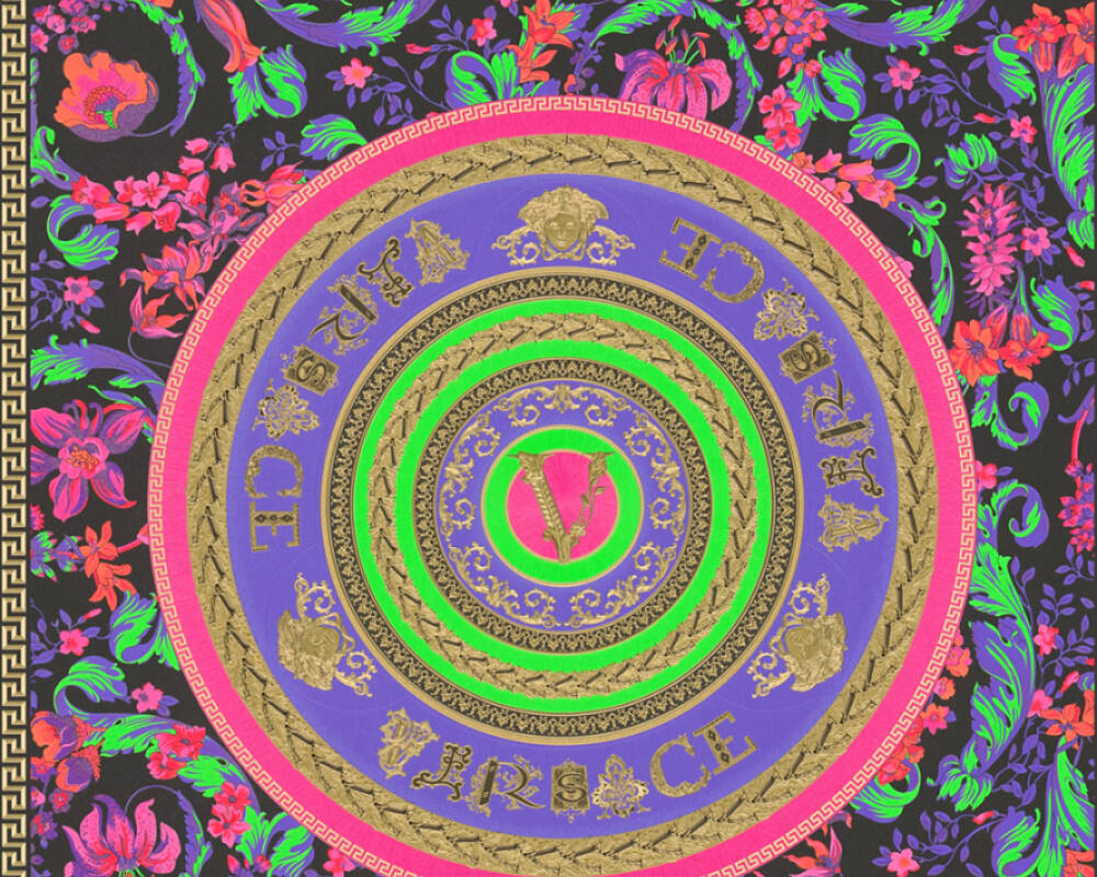 Baroque Circle Textured Wallpaper in Multi by Versace Home