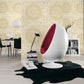 Baroque Circle Textured Wallpaper in Cream/Gold from the Versace V Collection
