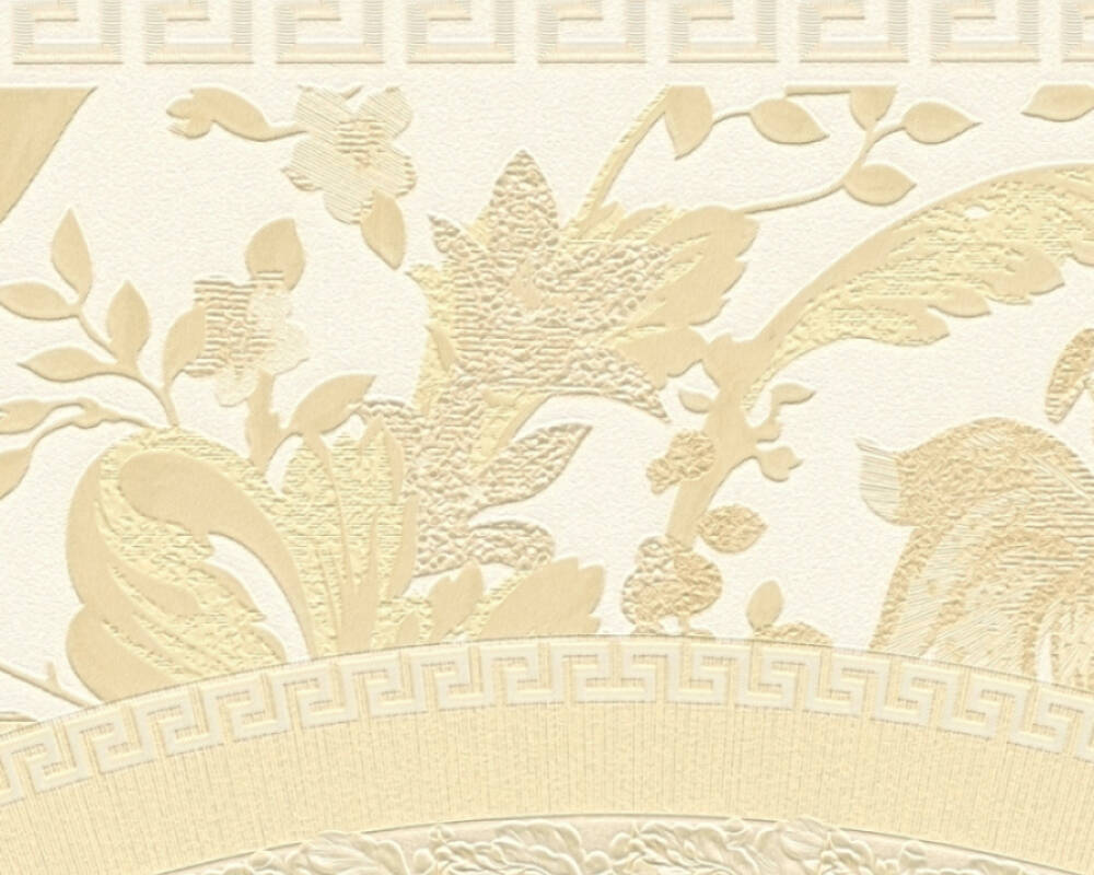 Baroque Circle Textured Wallpaper in Cream/Gold from the Versace V Collection