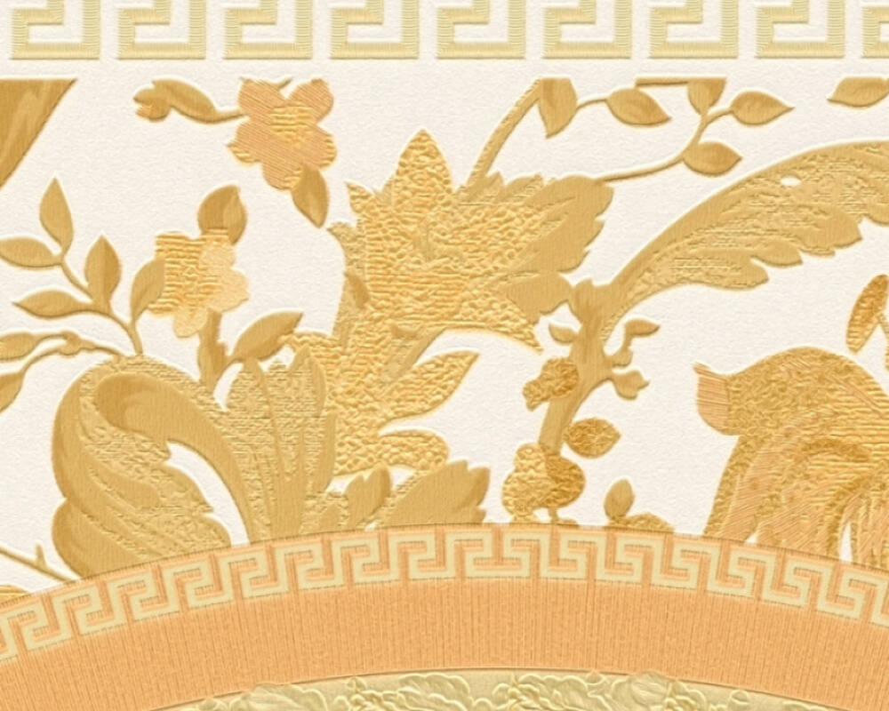 Baroque Circle Textured Wallpaper in Gold/Orange from the Versace V Collection