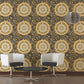 Baroque Circle Textured Wallpaper in Black/Silver from the Versace V Collection