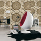 Baroque Circle Textured Wallpaper in Black/Cream from the Versace V Collection