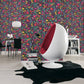 Baroque Damask Textured Wallpaper in Black/Multi from the Versace V Collection