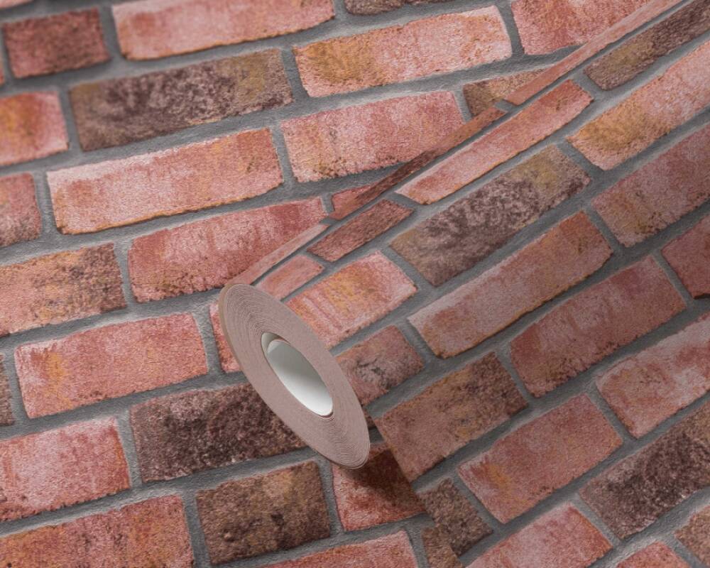 Brick Wallpaper in Brown/Red