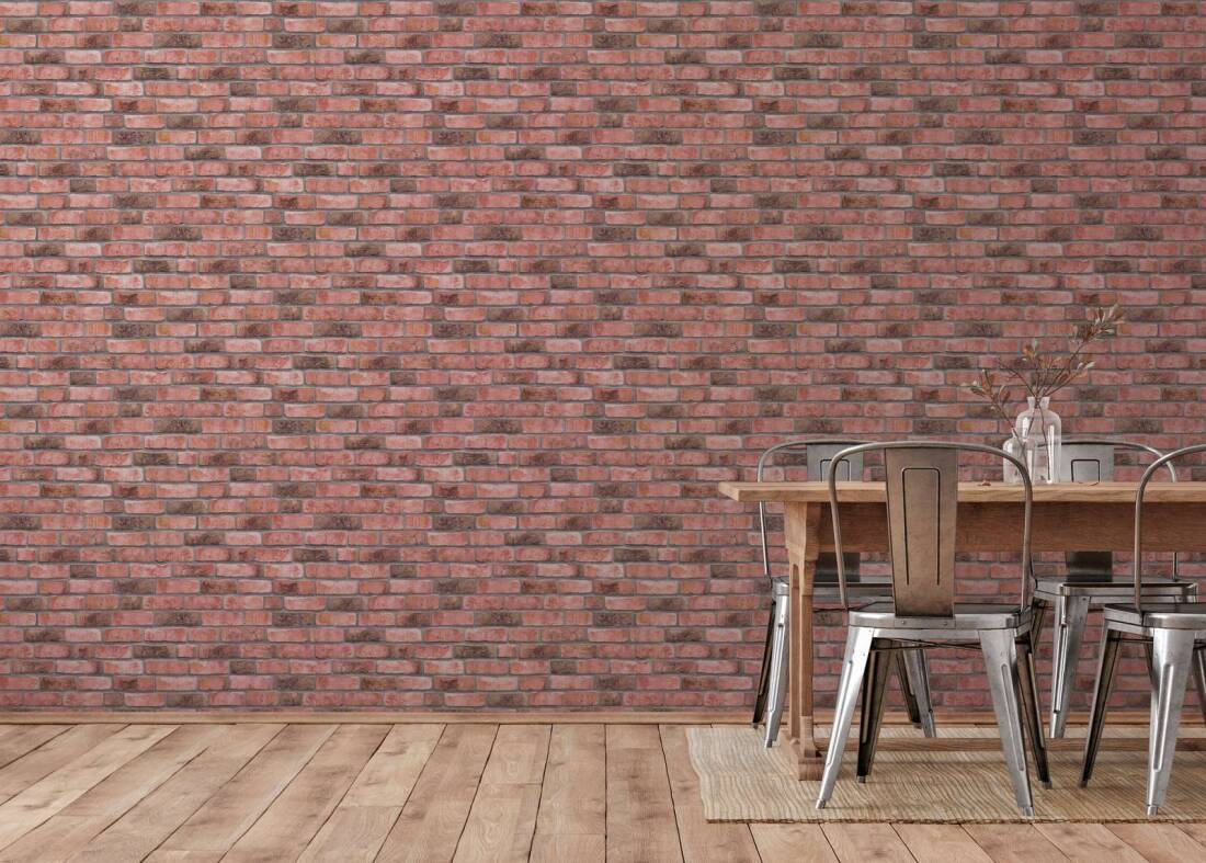 Brick Wallpaper in Brown/Red