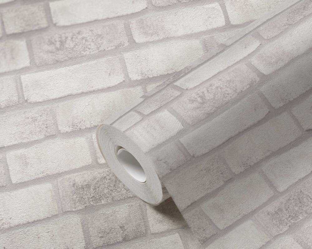 Brick Stone Wallpaper in Cream/White