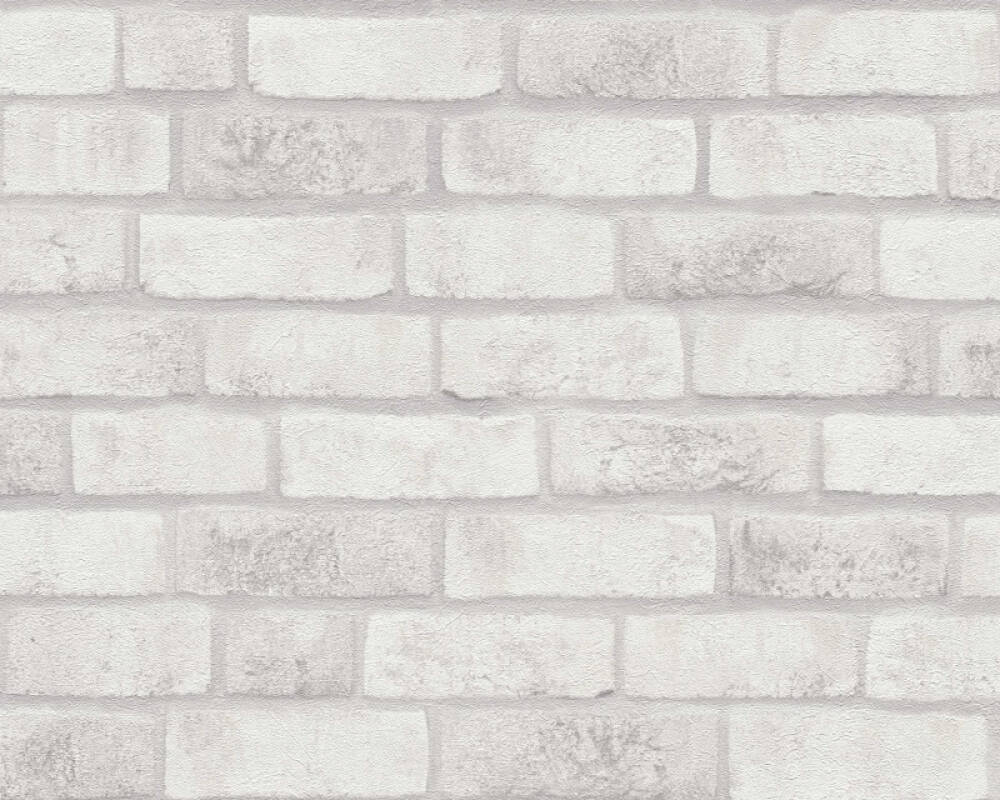 Sample Brick Stone Wallpaper in Cream/White