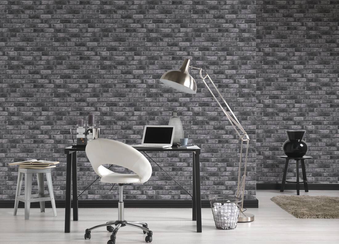 Brick Wallpaper in Grey
