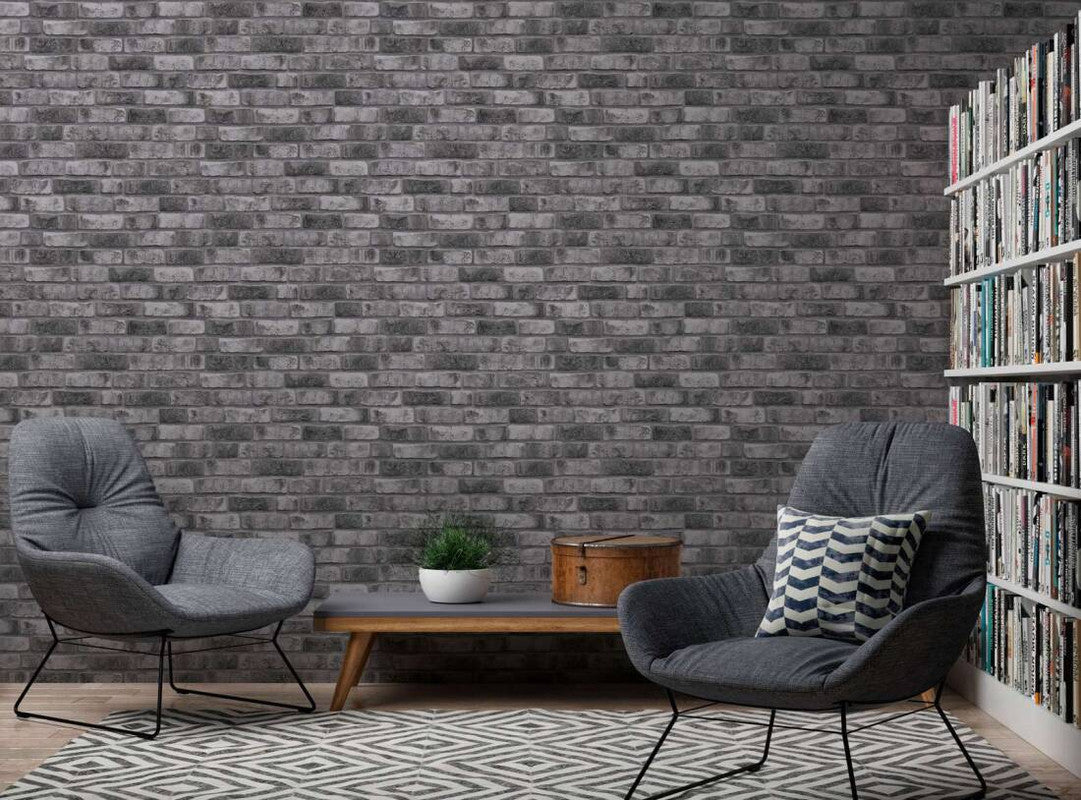 Brick Wallpaper in Grey