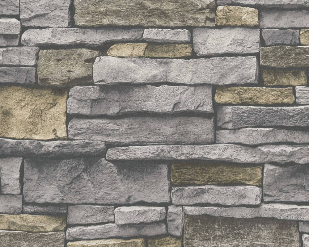 Sample Stone Deco Wallpaper in Grey/Yellow