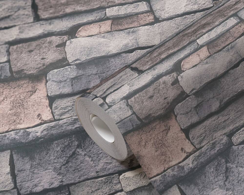 Stone Deco Wallpaper in Taupe/Cream